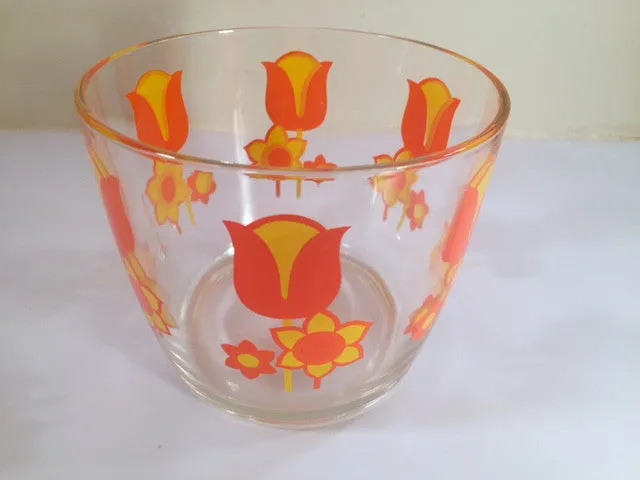 Royal Kendall Signed Retro Vintage Orange and Yellow Flower Power Ice Container