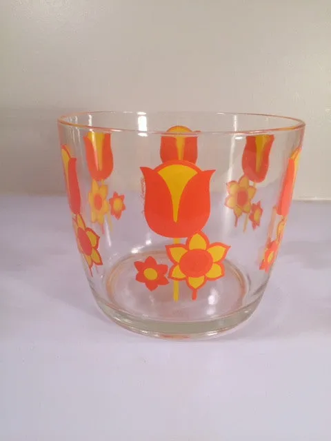 Royal Kendall Signed Retro Vintage Orange and Yellow Flower Power Ice Container