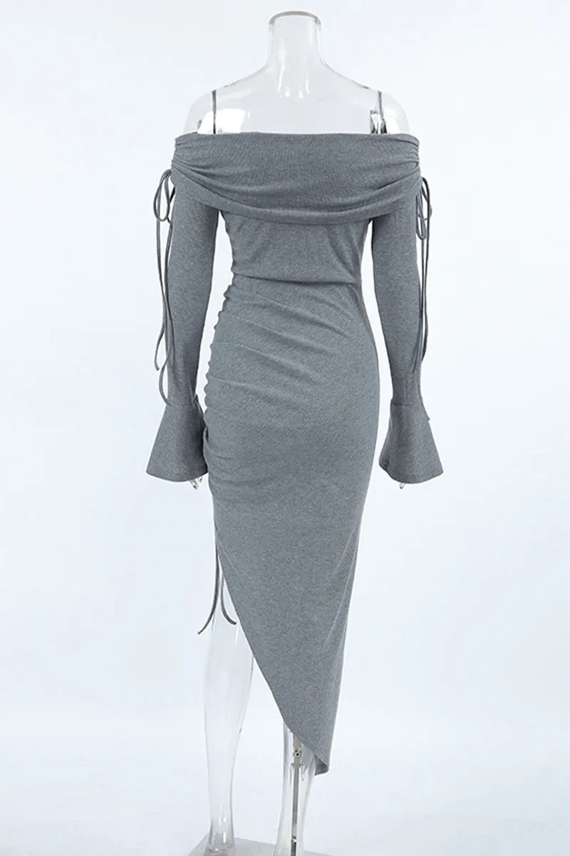 Sexy Draw String Off Shoulder Wrapped Skirt Dresses