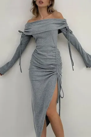 Sexy Draw String Off Shoulder Wrapped Skirt Dresses