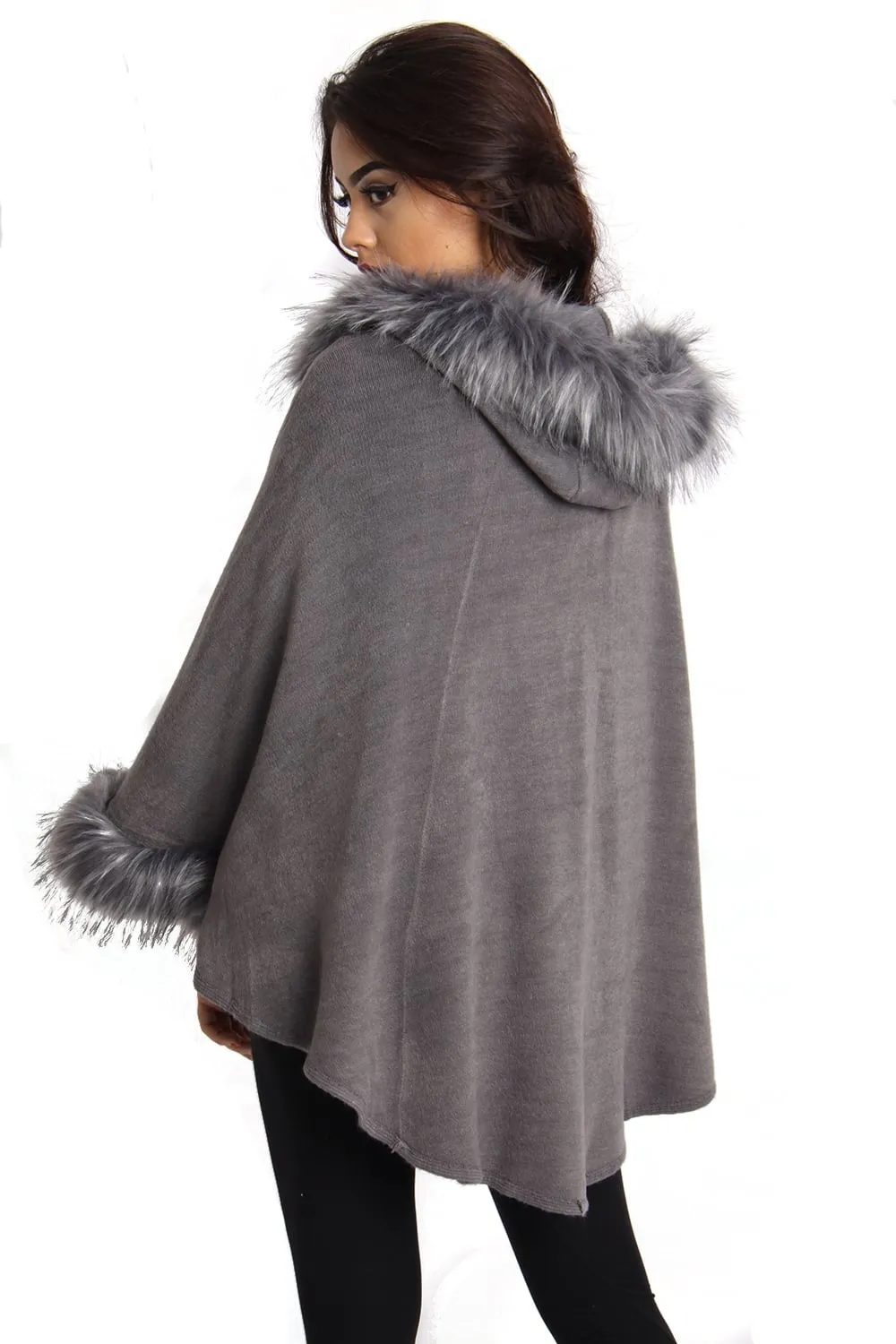 Short Faux Fur Cape With Sleeves