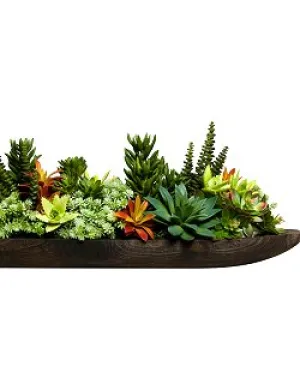 Succulent Melange Long Yacht Silks Centerpiece Arrangement