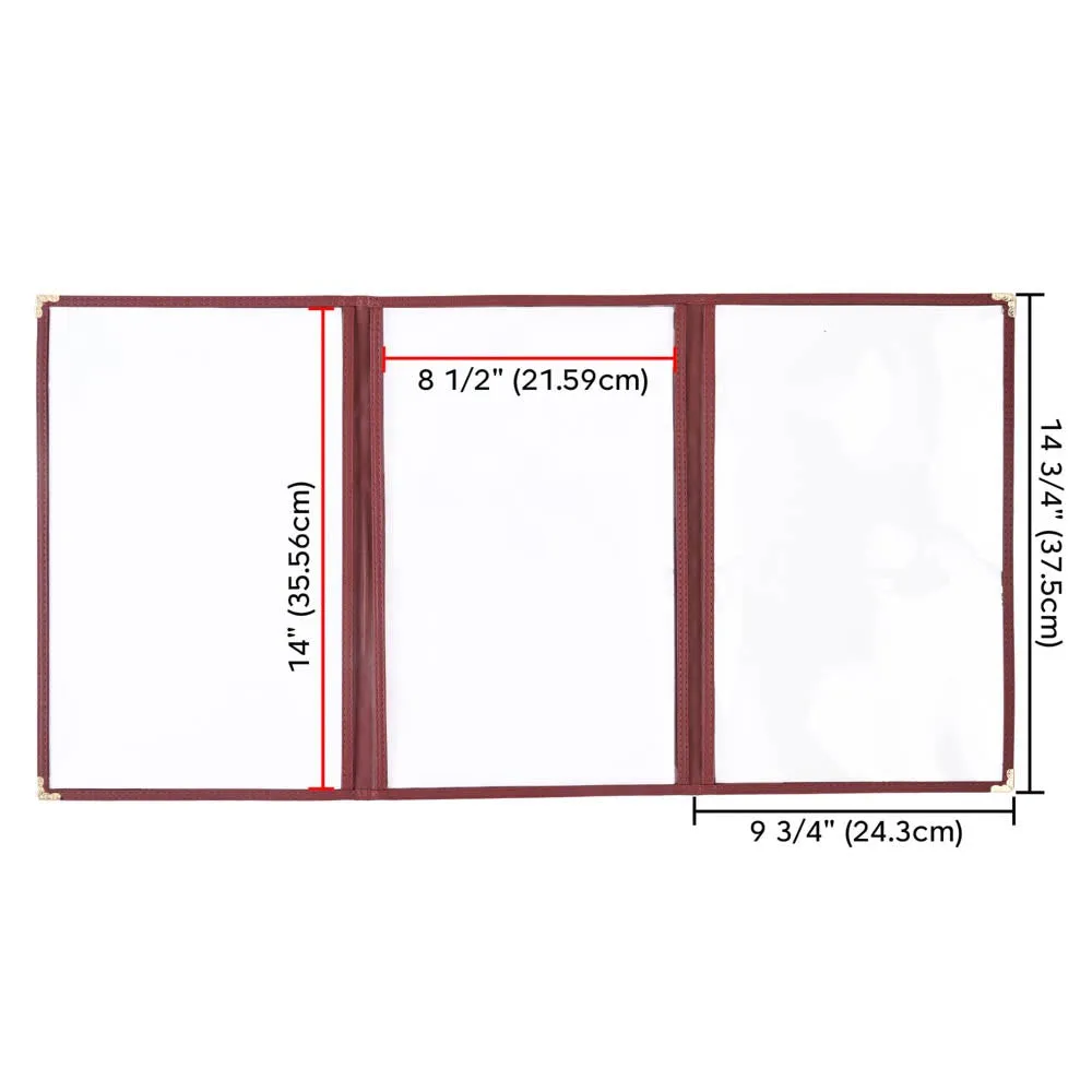 TheLAShop 8-1/2"x14" Clear Restaurant Menu Cover Folder Triple 30ct/pk