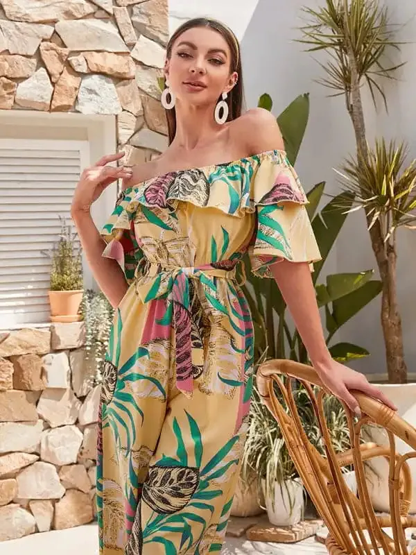 Women’s Printed Off-the-shoulder Jumpsuit