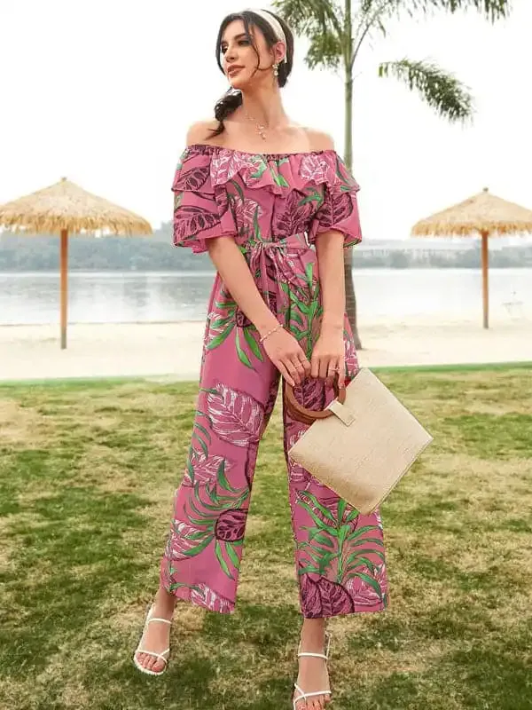 Women’s Printed Off-the-shoulder Jumpsuit